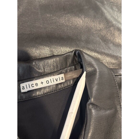 Alice Olivia Womens Dress Black Jem Vegan Leather Mini Puffed Shirtdress Medium - Picture 5 of 12